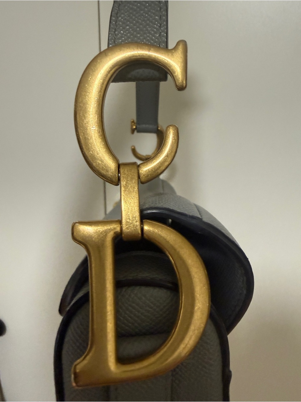 Gray Dior Saddle Shoulder Bag with Gold Hardware - Picture 2 of 5